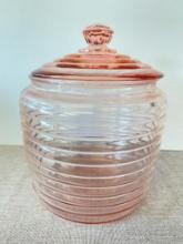 Vintage Pink Glass Lidded Dish