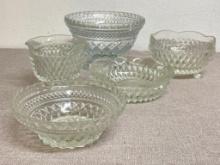 Group of Vintage Clear Glass Serving Dishes