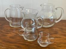 Group of Clear Glass Pitchers