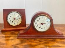 Group of 2 Vintage Wooden Miniature Mantle Clocks