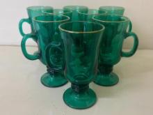 Set of 9 Green Glass Mugs