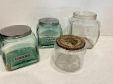 Four Glass Jars as Shown, Flour, Cookie and More