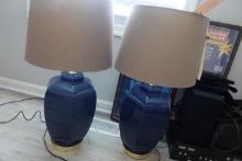 TWO COBALT LAMPS AND STEREO EQUIPMENT