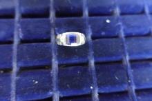 STERLING RING WITH BLUE STONE .22 TROY OZ SZ 10.5