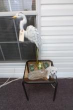 METAL WHITE HERRING ON END TABLE WITH SCOTTY DOG FIGURE  INCLUDING END TABL
