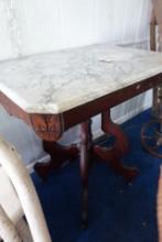 EASTLAKE STYLE MARBLE TOP TABLE THE TOP MEASURES 27 X 20