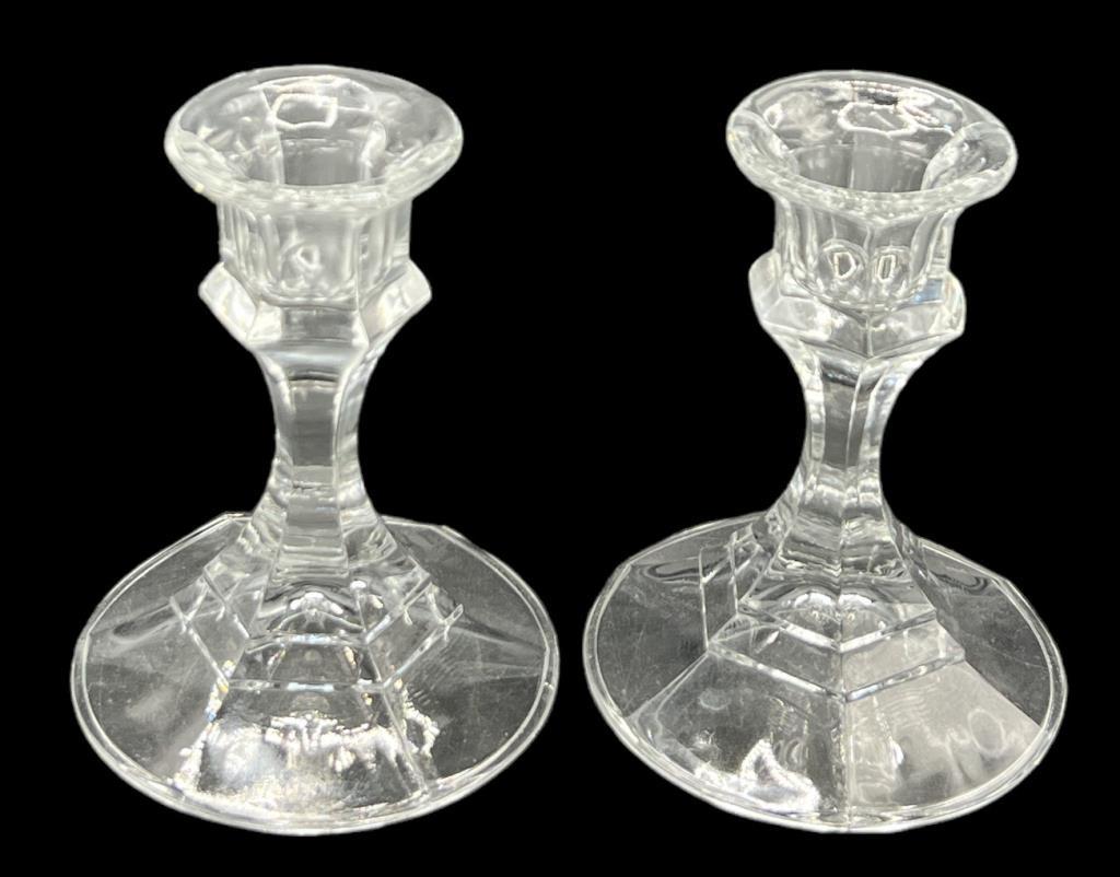 Assorted Vintage Glass Items:  (2) Libbey Candle