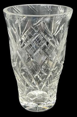 Cut Crystal Vase, 10 1/4" Tall