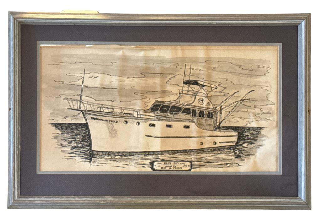 (2) Framed and Matted Pen Drawings of “Best Bet” -