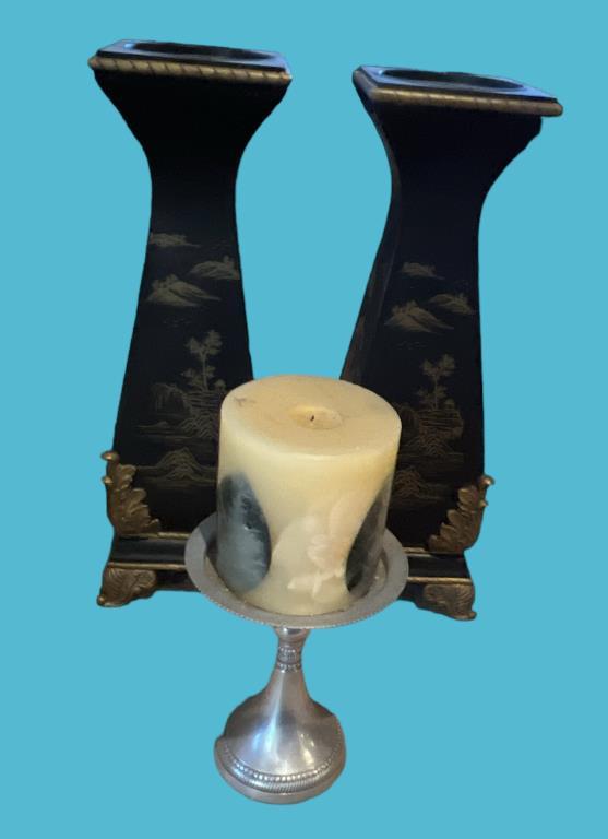 Assorted Decorative Candle Holders—15.5” Tall