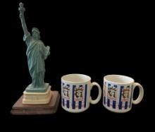 Vintage Statue of Liberty Figurine Signed Wang