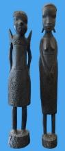 Pair of Hand Carved African Sculptures -  14” H