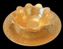 Fire King Peach Luster Ware Salad Plate and L