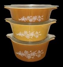 (3) Vintage “Butterfly Gold” Baking Dishes with
