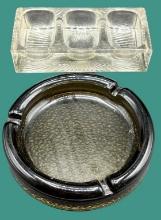 Blenko Amber Glass Ash Tray & Antique Flint G