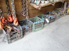 (7 Boxes) Chains, Hooks, Tie Downs, and Binders