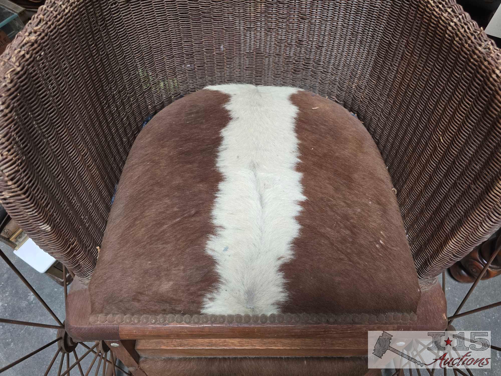 Antique Cowhide Wheel Chair