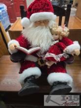Santa Clause and Little Girl Doll Sitting on Chair Decoration
