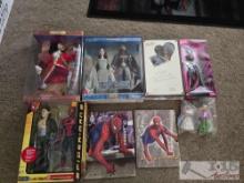 Barbie Dolls, Disney Captain Hook Doll, and Spider-Man 2 Walkie Talkies and Notebook