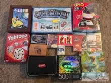 Board Games, Puzzles, Video Games, Decks of Cards