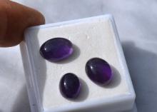 11.87 Carat Matched Trio of Amethyst Cabochons