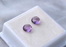 2.55 Carat Matched Pair of Checkerboard Cut Amethyst
