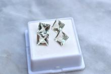 9.78 Carat Matched Set of Princess Cut Green Amethyst