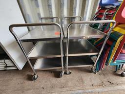 (2) 3-Tier Steel Rolling Cart