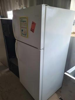 (3) Wooden Desks, (1) Fridgidaire Refrigerator/Freezer