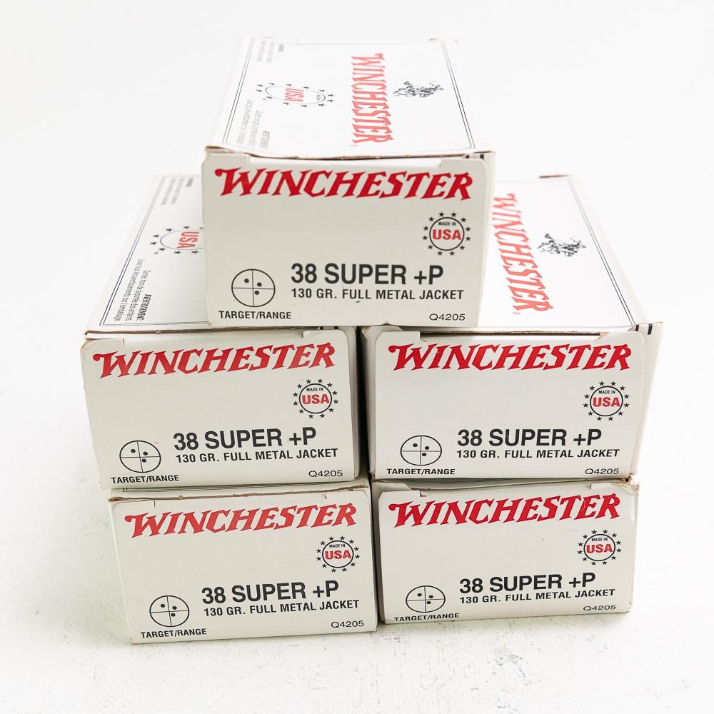 5bxs 250rds Winchester 38 Super+ 130gr FMJ Ammo