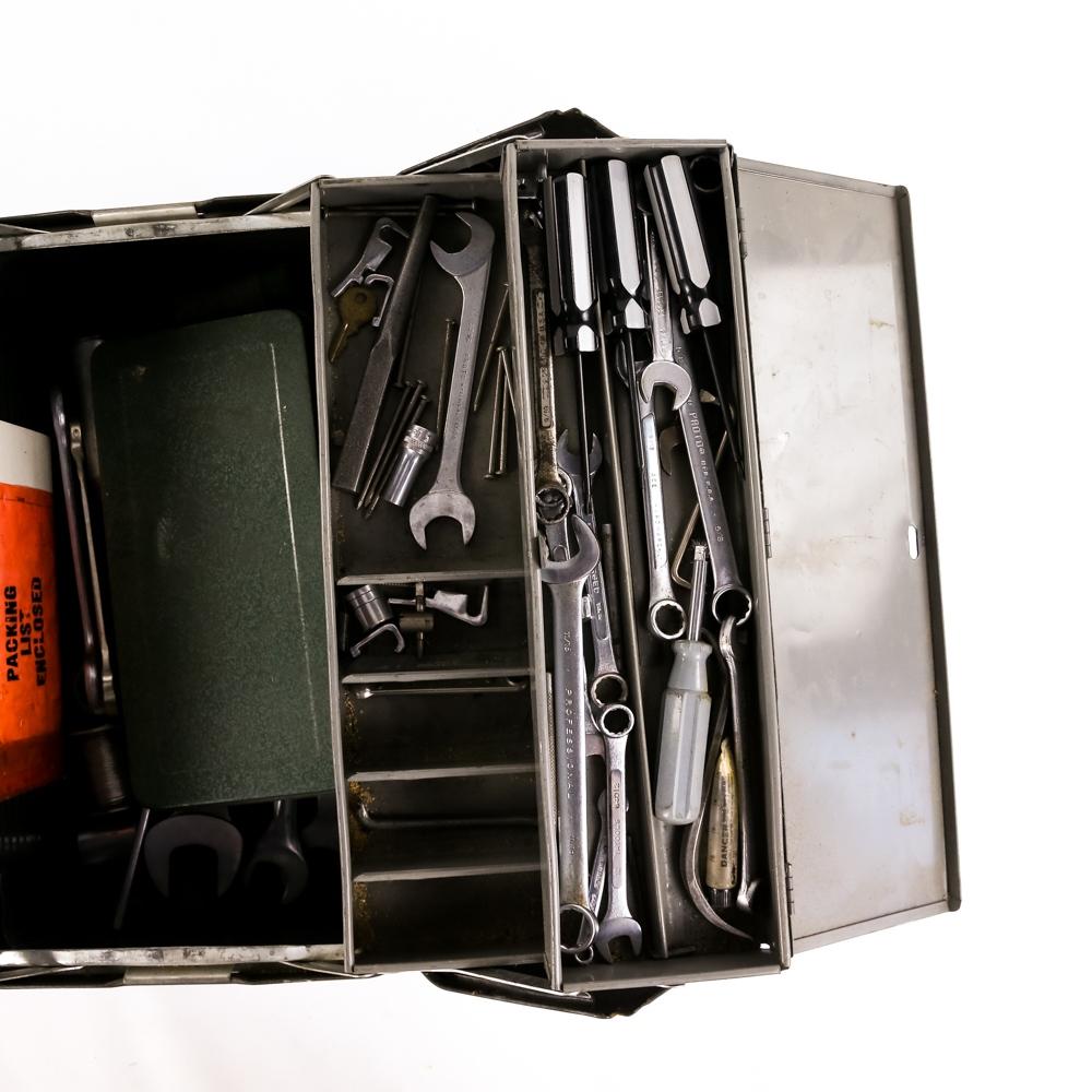 Steel Tool Box Filled with Tools
