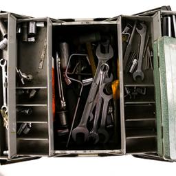 Steel Tool Box Filled with Tools
