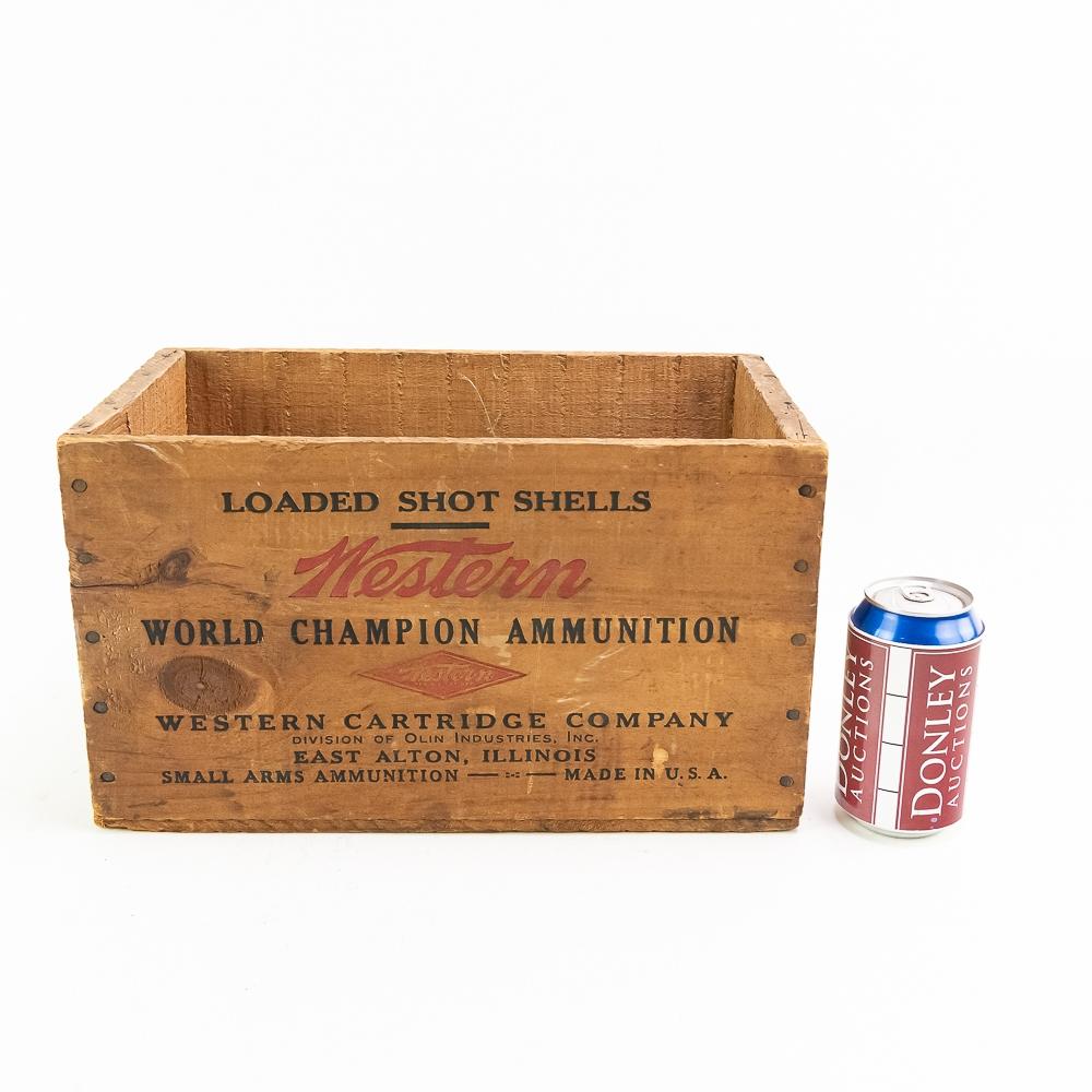 1920s Western World Champion Ammo Wooden Box