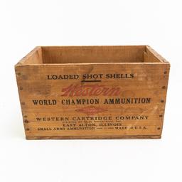 1920s Western World Champion Ammo Wooden Box