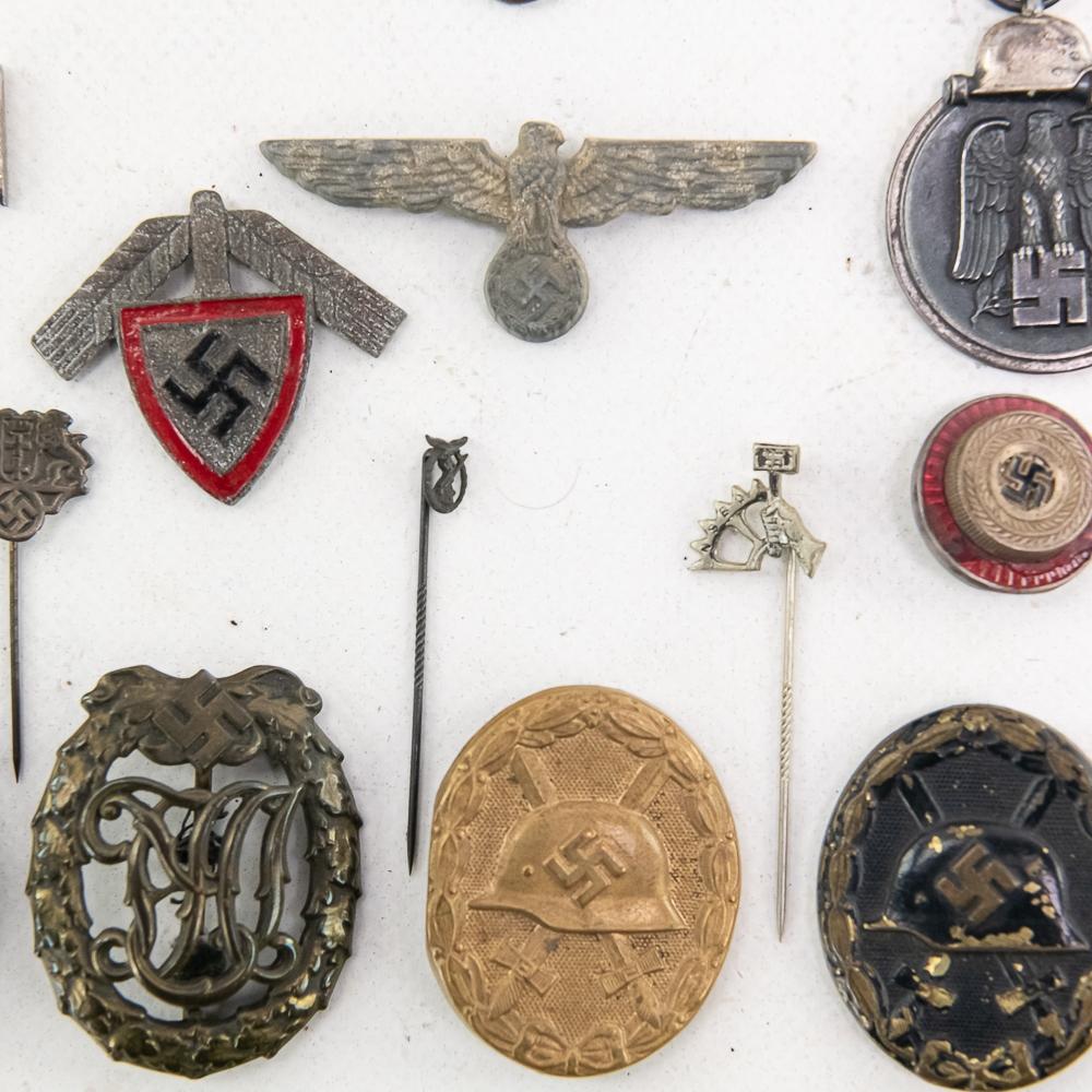 WWII German Medal, Badge, Stick Pin Lot- 13 Pieces