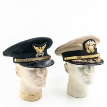 WWII US Navy-Coast Guard Officer Visor Hat Lot
