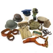 WWII US German Helmet Hat Belt Canteen Gasmask Lot