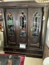 CHINA CABINET 2 DOORS, 2 DRAWERS, ONE STATIONARY PANEL WITH CONTENTS,-DEPTH 20" X WIDE 60" X TALL 80