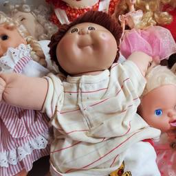 Lot of Dolls Including 2 Cabbage Patch, Curious George, and Homemade Raggedy Ann