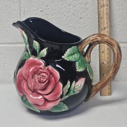 Fitz & Floyd Pink Blushing Rose Ceramic Pitcher