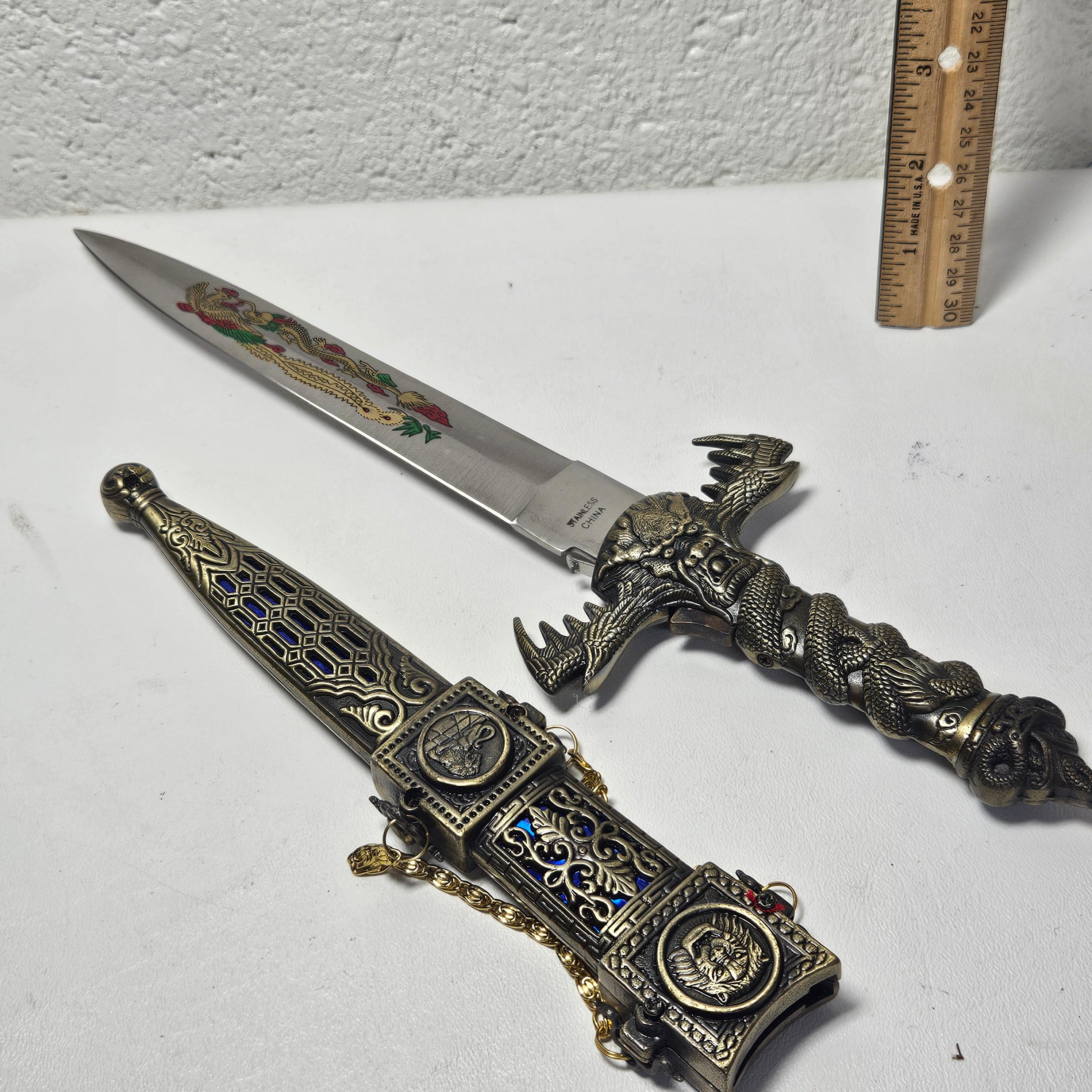 Decorative Metal Work Dagger with Sheath