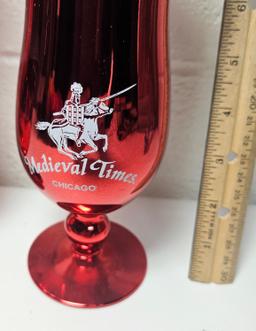 Medieval Times Chicago Metallic Red Souvenir Glass