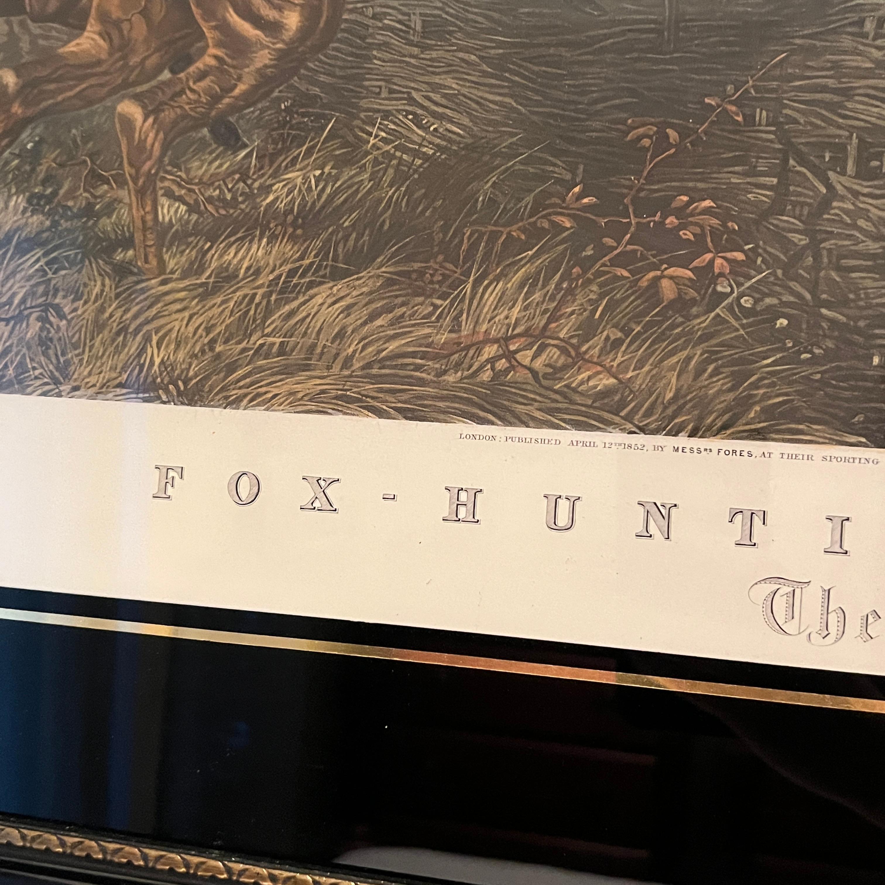 LARGE Fores's National Park Fox Hunting Plate 3 The Run Engraved by J. Harris in Wooden Frame
