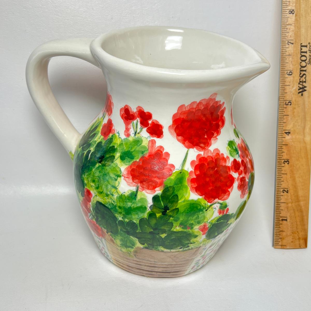 Red Geranium Pitcher by Judy Buswell