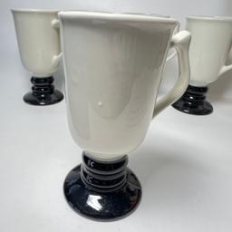 Set of 5 Hall Pottery Pedestal Mugs with Black Bases