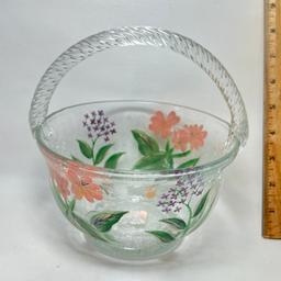 Gorgeous Fifth Avenue Crystal LTD Floral Crackle Basket -  NEW IN BOX