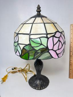 Bronze Finish Lamp with Beautiful Stained Glass Shade