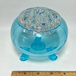 Blue Footed Glass 2 pc Flower Frog