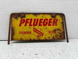 Pflueger fishing reels double sided metal sign
