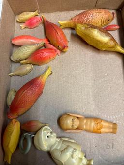 vintage celluloid fish swans baby rattle boy
